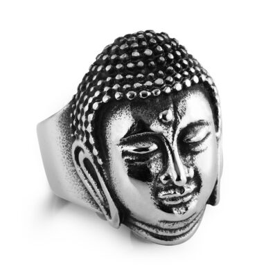 Titanium Steel Buddha Head Ring